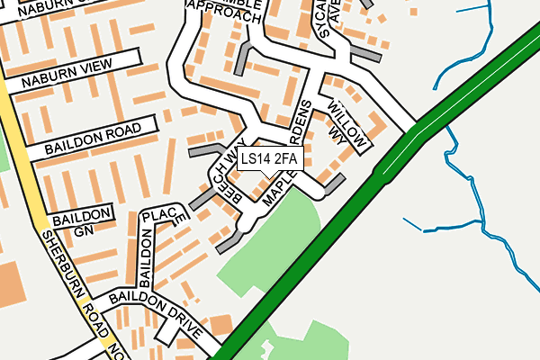 LS14 2FA map - OS OpenMap – Local (Ordnance Survey)