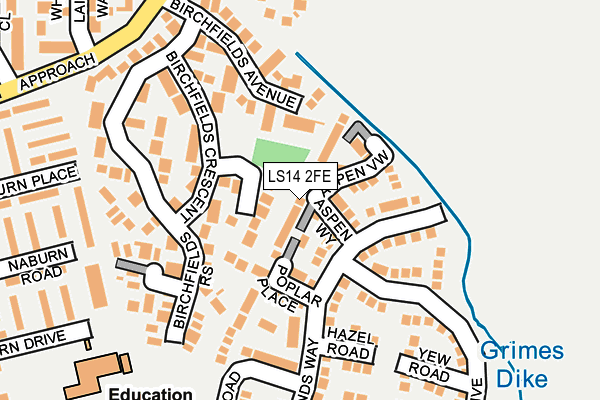 LS14 2FE map - OS OpenMap – Local (Ordnance Survey)