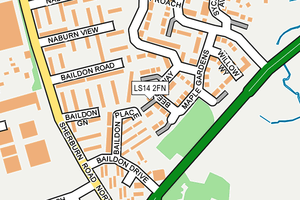 LS14 2FN map - OS OpenMap – Local (Ordnance Survey)
