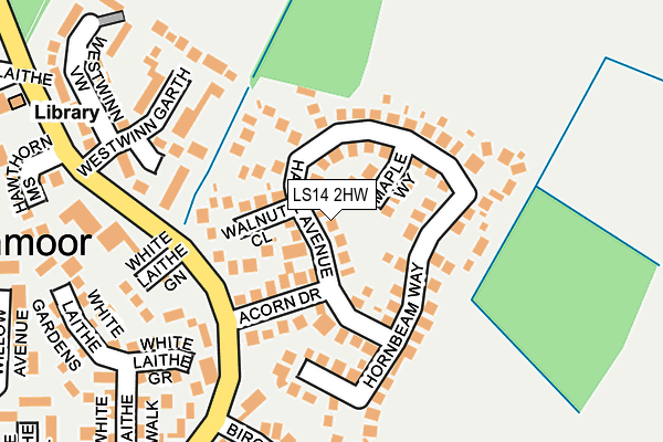 LS14 2HW map - OS OpenMap – Local (Ordnance Survey)