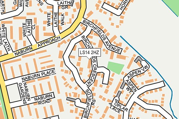 LS14 2HZ map - OS OpenMap – Local (Ordnance Survey)