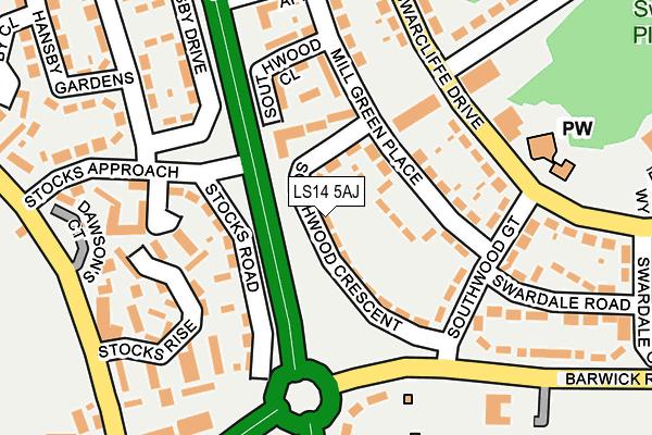 LS14 5AJ map - OS OpenMap – Local (Ordnance Survey)