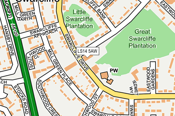 LS14 5AW map - OS OpenMap – Local (Ordnance Survey)