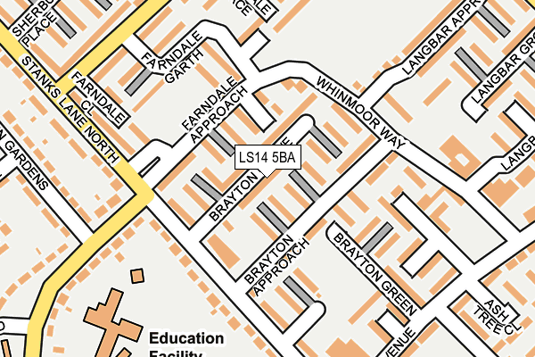 LS14 5BA map - OS OpenMap – Local (Ordnance Survey)