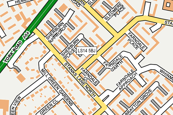 LS14 5BJ map - OS OpenMap – Local (Ordnance Survey)