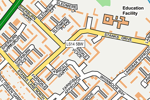 LS14 5BW map - OS OpenMap – Local (Ordnance Survey)