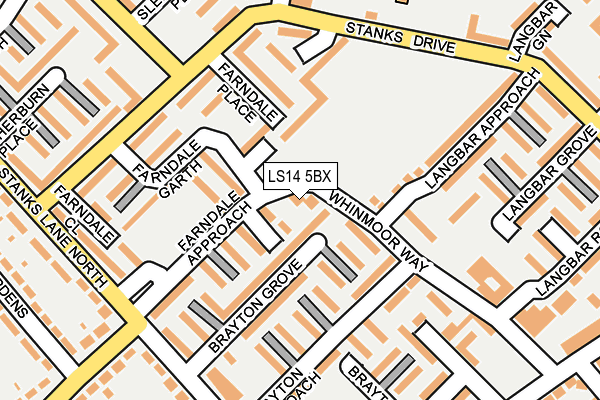 LS14 5BX map - OS OpenMap – Local (Ordnance Survey)