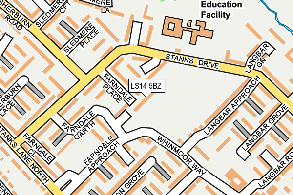 LS14 5BZ map - OS OpenMap – Local (Ordnance Survey)