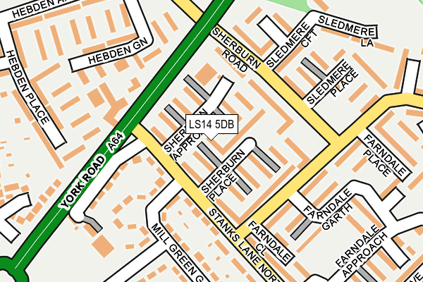 LS14 5DB map - OS OpenMap – Local (Ordnance Survey)