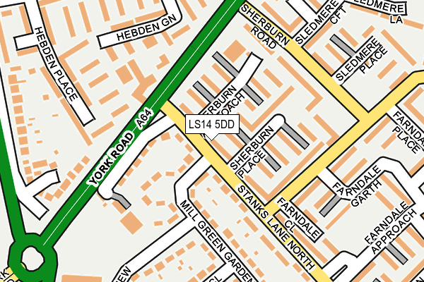 LS14 5DD map - OS OpenMap – Local (Ordnance Survey)