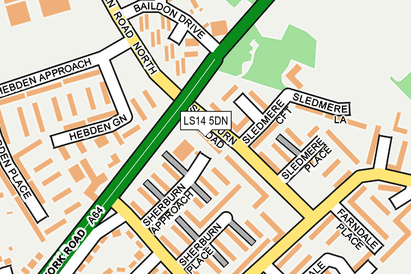 LS14 5DN map - OS OpenMap – Local (Ordnance Survey)