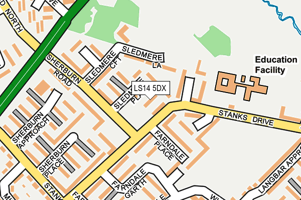 LS14 5DX map - OS OpenMap – Local (Ordnance Survey)