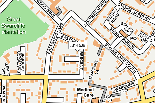 LS14 5JB map - OS OpenMap – Local (Ordnance Survey)