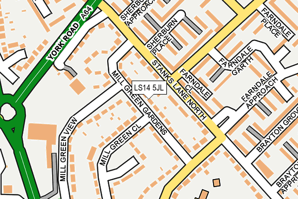 LS14 5JL map - OS OpenMap – Local (Ordnance Survey)