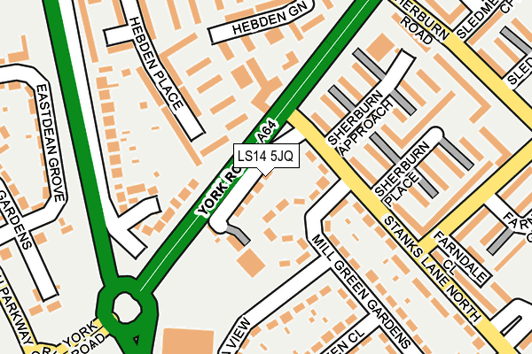 LS14 5JQ map - OS OpenMap – Local (Ordnance Survey)