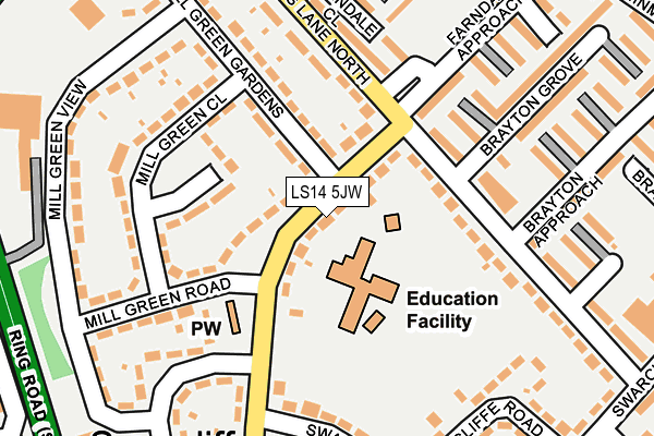 LS14 5JW map - OS OpenMap – Local (Ordnance Survey)