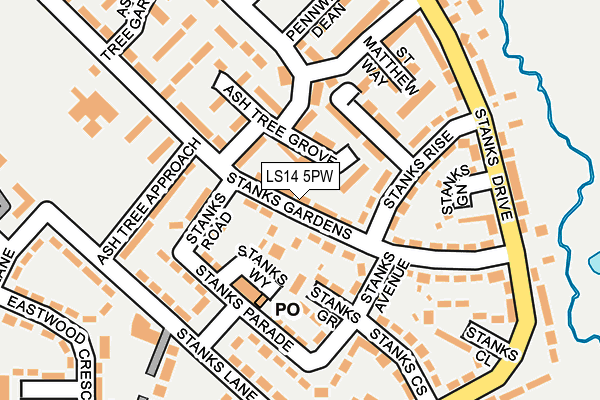 LS14 5PW map - OS OpenMap – Local (Ordnance Survey)