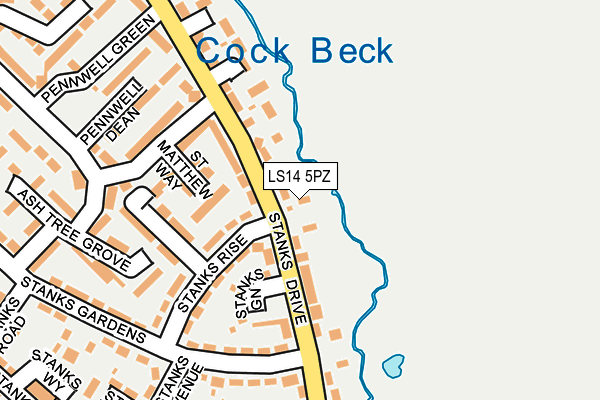LS14 5PZ map - OS OpenMap – Local (Ordnance Survey)