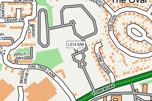 LS14 6AB map - OS OpenMap – Local (Ordnance Survey)