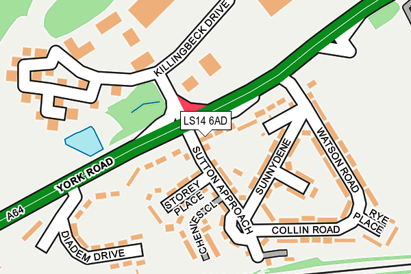 LS14 6AD map - OS OpenMap – Local (Ordnance Survey)