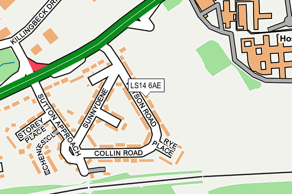 LS14 6AE map - OS OpenMap – Local (Ordnance Survey)