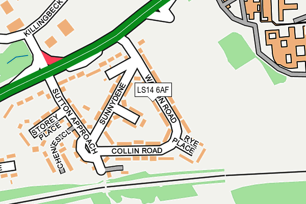 LS14 6AF map - OS OpenMap – Local (Ordnance Survey)