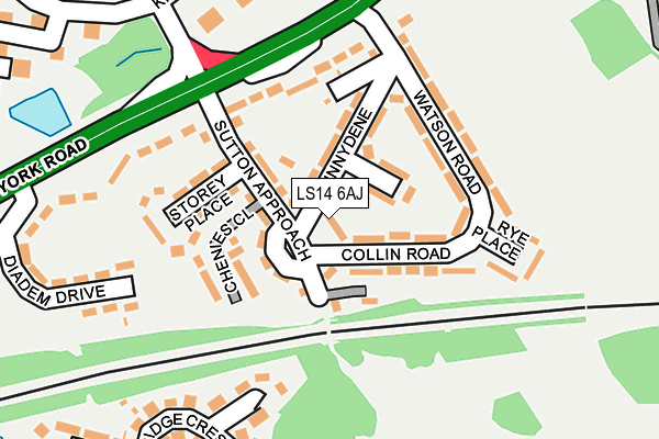 LS14 6AJ map - OS OpenMap – Local (Ordnance Survey)