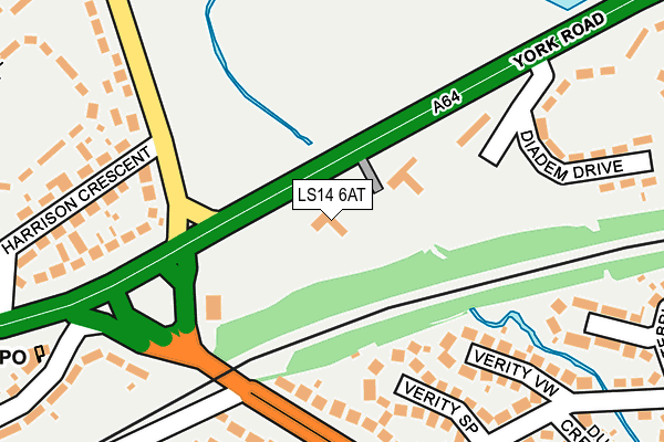 LS14 6AT map - OS OpenMap – Local (Ordnance Survey)