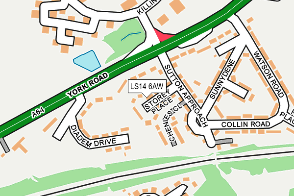 LS14 6AW map - OS OpenMap – Local (Ordnance Survey)
