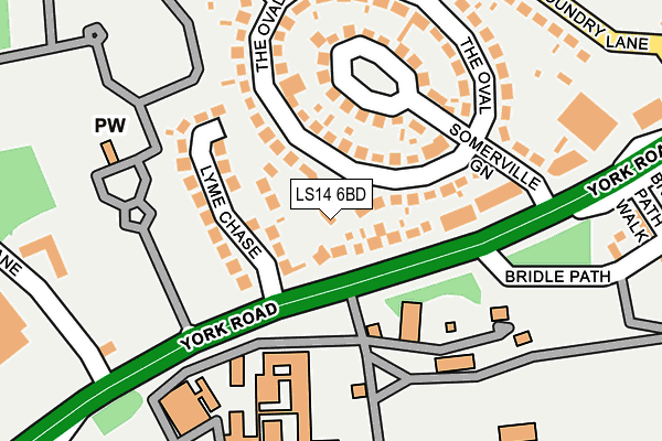 LS14 6BD map - OS OpenMap – Local (Ordnance Survey)