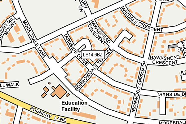 LS14 6BZ map - OS OpenMap – Local (Ordnance Survey)