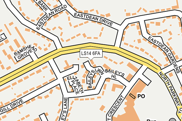 LS14 6FA map - OS OpenMap – Local (Ordnance Survey)