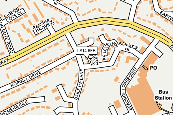 LS14 6FB map - OS OpenMap – Local (Ordnance Survey)