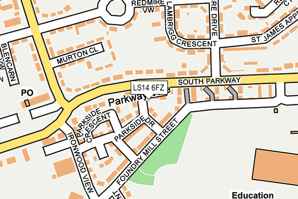 LS14 6FZ map - OS OpenMap – Local (Ordnance Survey)