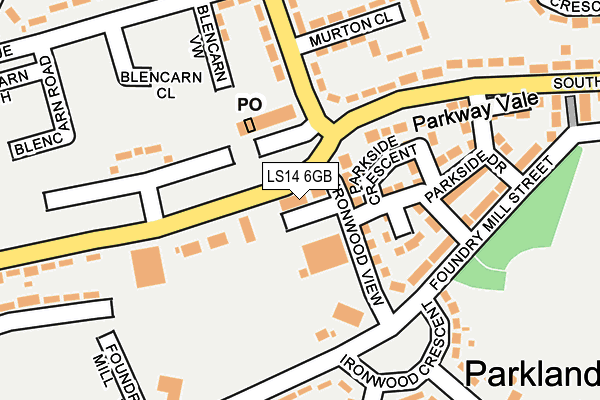 LS14 6GB map - OS OpenMap – Local (Ordnance Survey)
