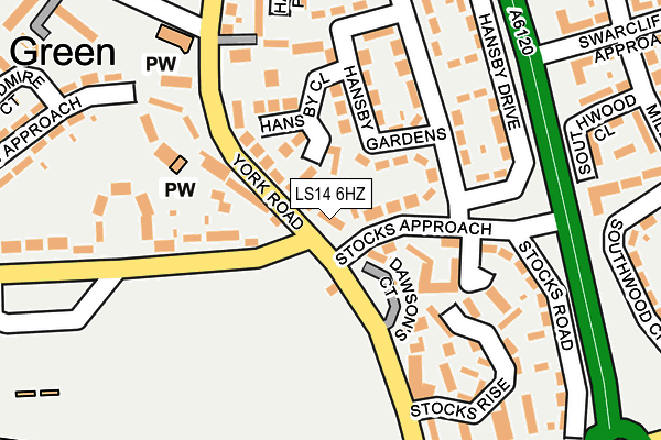 LS14 6HZ map - OS OpenMap – Local (Ordnance Survey)