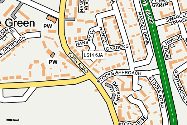 LS14 6JA map - OS OpenMap – Local (Ordnance Survey)
