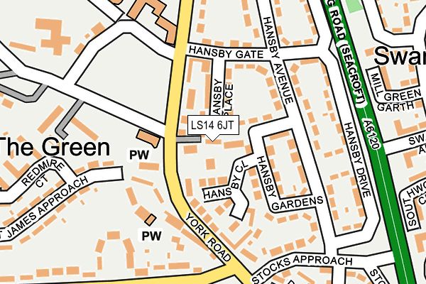 LS14 6JT map - OS OpenMap – Local (Ordnance Survey)