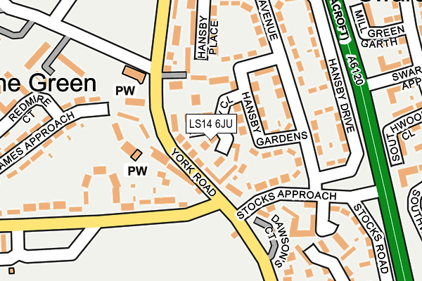 LS14 6JU map - OS OpenMap – Local (Ordnance Survey)