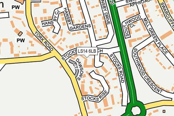 LS14 6LB map - OS OpenMap – Local (Ordnance Survey)