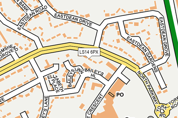 LS14 6PX map - OS OpenMap – Local (Ordnance Survey)