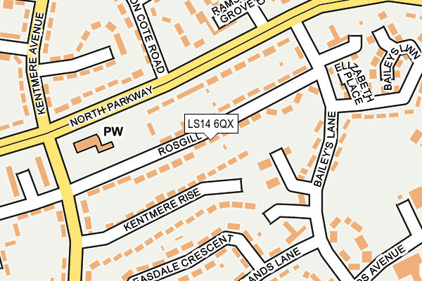 LS14 6QX map - OS OpenMap – Local (Ordnance Survey)