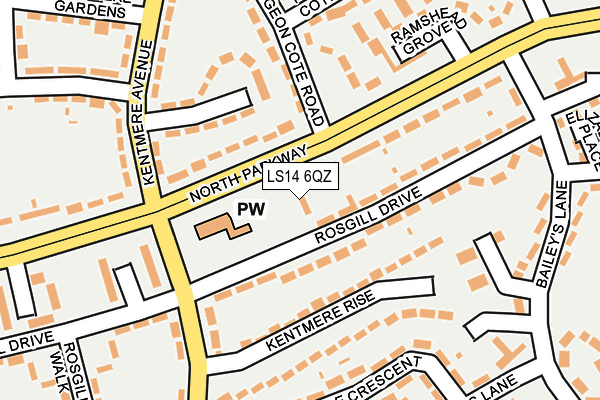 LS14 6QZ map - OS OpenMap – Local (Ordnance Survey)