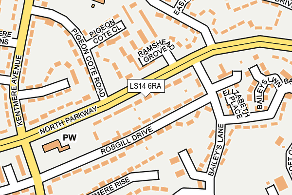 LS14 6RA map - OS OpenMap – Local (Ordnance Survey)