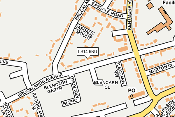 LS14 6RU map - OS OpenMap – Local (Ordnance Survey)