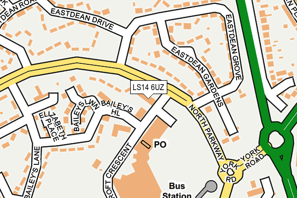 LS14 6UZ map - OS OpenMap – Local (Ordnance Survey)