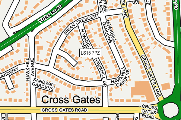 LS15 7PZ map - OS OpenMap – Local (Ordnance Survey)