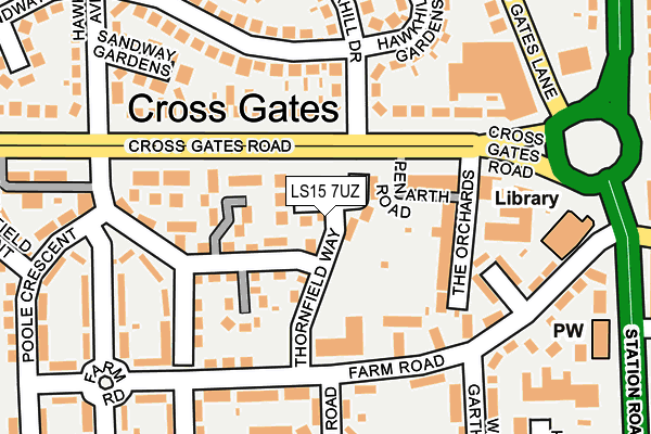 LS15 7UZ map - OS OpenMap – Local (Ordnance Survey)