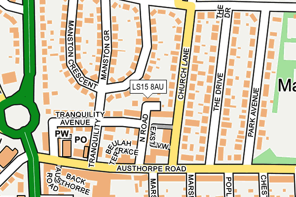 LS15 8AU map - OS OpenMap – Local (Ordnance Survey)