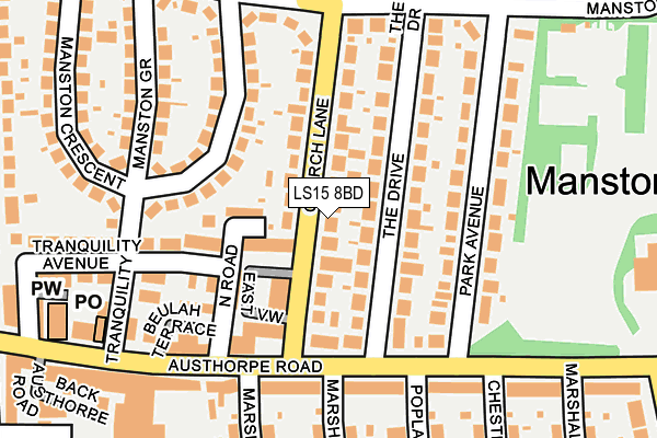 LS15 8BD map - OS OpenMap – Local (Ordnance Survey)